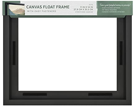 MCS Canvas Float Frames 11x14 Frame, Black Frame for Finished Canvases, Vertical & Horizontal Wall Hanging Large Frame with Adhesive for Canvas Paintings (1-Pack)
