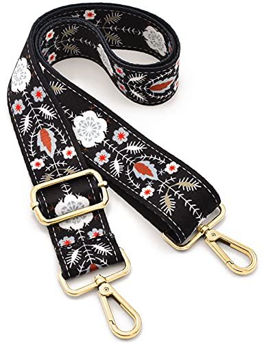 Replacement Purse Strap Adjustable Crossbody Handbag Stripe Wide (Black- (Silver-Black Metal))