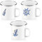 com-four® 3x tasses émaillées - tasses à boire en acier inoxydable émaillé - théière - tasse à café pour l'extérieur et le camping - ensemble de tasses - va au lave-vaisselle (blanc - maritime)