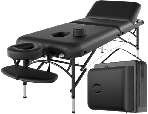 CLORIS 84 Professional Massage Table Portable 3 Folding Lightweight Facial Salon Spa Tattoo Bed Height Adjustable with Carrying Bag & Aluminium Leg Hold Up to 1100LBS