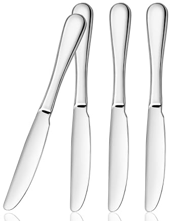 ATB Dinner Knives Set, Stainless Steel Table Knife, Butter Spreder, 2/4/6 Pieces Mirror Polished Dinner Knife, Sturdy and Dishwasher Safe, Silverware Cutlery (4 Pcs)