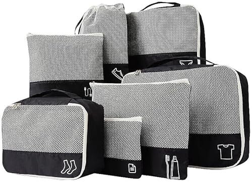 PEARL Taschen: 7er-Set Kleidertaschen aus stabilem 420D Ripstop-Polyester (Kleider-Taschen, Kleidertaschen für Koffer, Vakuumbeutel)