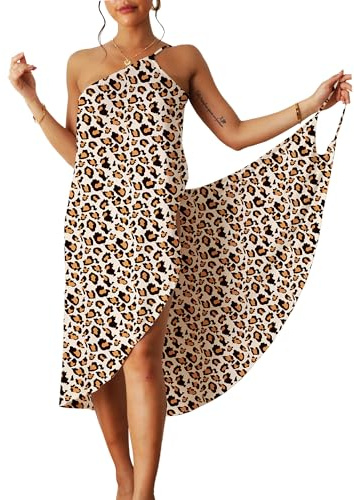 ATRACTIVOLL Badkläder för kvinnor bikini överdrag, strandklänning sommarklänning, V-ringad, sexig elegant ärmlös sarong andningsbar, semesterfest, plusstorlek