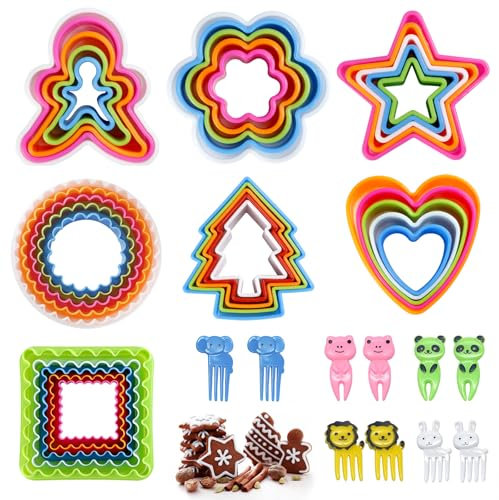 OT-NVWOZR 35 moldes para galletas, Kit multitamaño, de plástico, cortadores de galletas, cortador de galletas con 10 selecciones de comida para animales para niños, sándwich