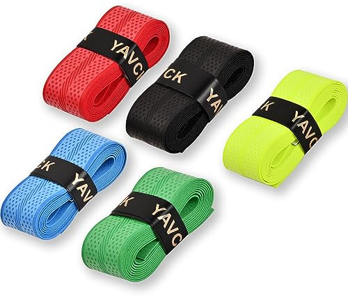Ehuihuan 5 stycken greppband tennisracketset, självhäftande tennishandtagband för racket, halkfritt greppband för badminton- och tennisracketar, hållbara greppband tennis