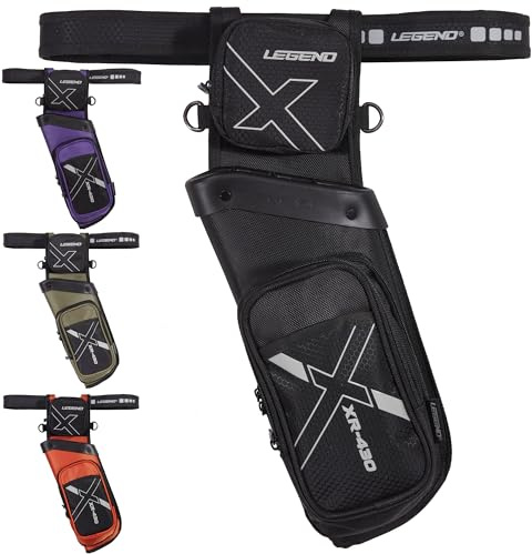 Legend XR430 Hip Quiver for Arrows - Premium Arrow Quiver with Removable Release Pocket, Durable Archery Quiver with Storage Compartment for Accessories & Tools, Arrow Holder - Black