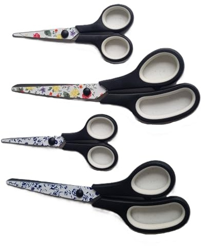 2 Floral Pattern Scissors Large and Small Office Craft Comfort Grip Sewing Gift