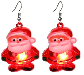 Ticome Santa Light Up LED Earring, Personalized Christmas Themed Party Luminous Jewelry, Novelty Dress Up, Plastic Accessory