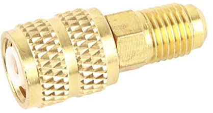 ViaGasaFamido Adaptador de Aire Acondicionado R410A, SAE Macho de 1/4 Pulgadas a SAE Hembra de 5/16 Pulgadas, Conector de Manguera HVAC de Latón, para Mini Dividido R410A, (R410A Exterior