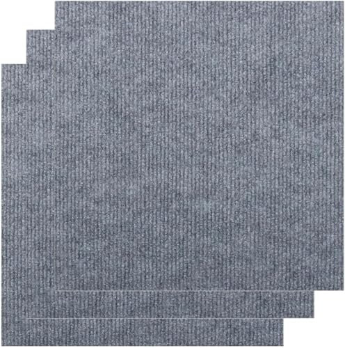 Self Adhesive Carpet Tiles, Anti-Slip Hardwearing Square Carpet Flooring Tiles, Easy to Peel and Stick Floor Covering for Office Living Room Bedroom (Light Gray, 10Pcs)