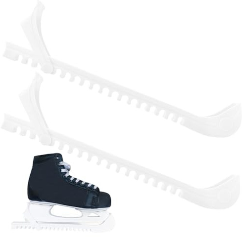 UQTUKO Kufenschoner - Patines de hielo, 1 par de patines de hielo ajustables, protección universal de plástico para hockey sobre hielo, para niños y adultos, color blanco