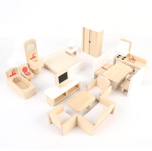Generic Ensemble de Meubles en Bois, Ensemble de Jeu de Meubles en Bois Massif pour Enfants, Jeu de Simulation