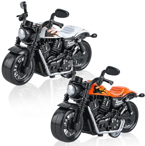 HATFRYF Motorbike Toy, Pull-Back Vehicle Toy, Highly Simulation Motorbike Model, Motorcycle Collectible Model, Educational for Kids - 2pcs