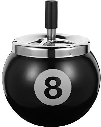 VORCOOL Billardkugel Aschenbecher Metall mit Nummer 8 für den Innen und Draußen (Schwarz)