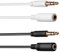 Cable STOP Cable de extensión de audio, 3,5 mm estéreo auxiliar cable de extensión de audio para Samsung, Smartphones y Tablets, Apple iPhone, iPod, iPad, macho a hembra chapado en oro 1,5 m negro