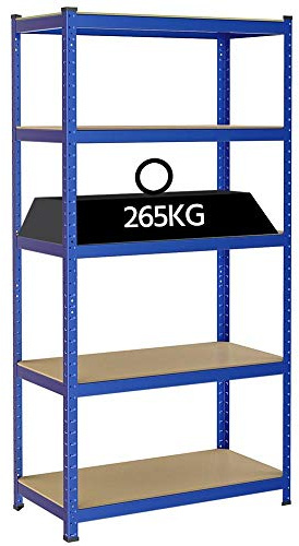 Yaheetech Étagères de Rangement 180 x 90 x 45 cm Charge Lourde 1325 kg Clipsable 5 Niveaux Système de Stockage en Acier MDF Garage Atelier
