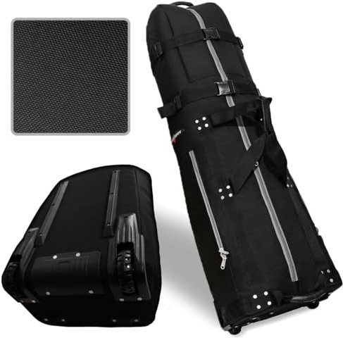 CaddyDaddy New First Class Premium Padded Golf Club Travel Cover with Wheels - Heavy Duty Golf Travel Bag for Airlines, Black/White, L