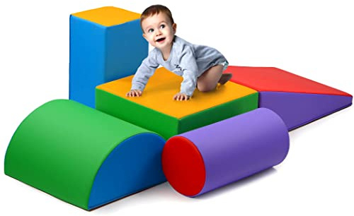 Play22 Soft Climbing Toys for Toddlers Indoor - 5 PC Baby Foam Climbing Blocks, PU Leather Gym Climb and Crawl Play Set Waterproof and Easy to Clean