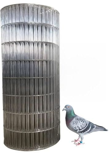 LSXIAO Welded Wire Mesh Aviary Fence, Rat Proof Galvanized Wire Mesh Roll, Rectangular Mesh Size 0.9 Inch by 3.9 Inch with Pliers Used to Make Pigeon, Parrot, Rabbit, Chicken Coop