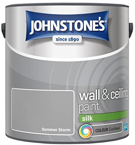 Johnstone'S 423775 Wall And Ceiling Paint, Silk Finish, Fantastic Coverage, Easy To Apply, Dry In 1, 2 Hours, Summer Storm, 2.5 L (Pack Of 1)
