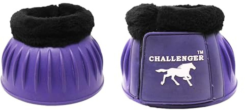 CHALLENGER Horse X-Large Training Ribbed Rubber Hoof Impact Overreach Protection Fleece Lined Bell Boots Purple 41HI01PR-XL