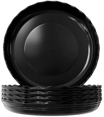Kunjocy Pack of 5 Durable Black Plant Pot Saucers, Round Flower Pot Flowerpot Saucer Plastic Plant Trays Containers Plant Plate Pots for Indoor Household Outdoor Garden (22 cm)