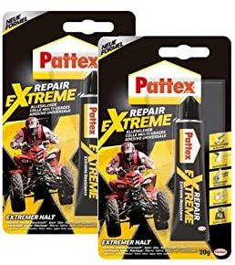 Pattex Repair Extreme, nicht-schrumpfender und flexibler Alleskleber, temperaturbeständiger Reparaturkleber, starker Kleber für innen und außen, 2x20g Tube