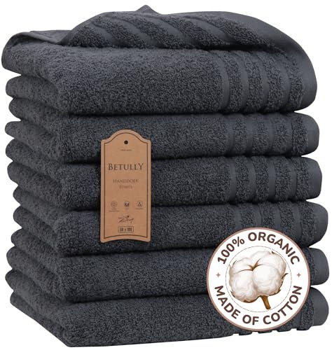Betully 50x100 cm Handtücher Set 6 Stück aus 100% Baumwolle Schnelltrocknendes 500 gr/m² Türkisches Baumwolle Gästehandtücher Set (Anthrazit)