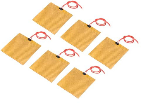 sourcing map Placa Calefactora de Película Calefactora, 12V 25W Almohadilla Térmica de Poliimida, Elementos Calefactores de Película Adhesiva PI 100mmx100mm Tira Calefactora,6Pcs