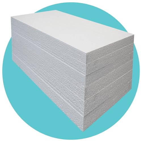 Triplast Expanded Polystyrene Foam Sheets EPS 70 (12 Sheets, 1200 x 600 x 50mm Each) - BBA Certified Wall & Floor Insulation Board - Box Lining & Packaging Foam Board - White Blocks for DIY Projects