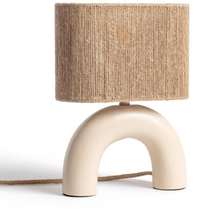 LEDKIA LIGHTING Lámpara de Mesa Cerámica y Cuerda Natural Callie Beige E27