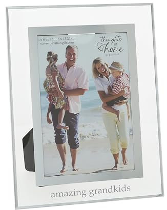 Pavilion Gift Company - Grandkids - Glass Frame Easel Back 4 x 6 Vertical Photo Image Memory Holder Grandparents Grandma Grandpa Nana Papa Grandmother Grandfather Grandchildren Family Keepsake