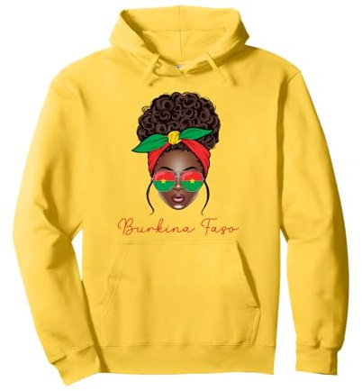 Burkina Faso Fille Burkinabè Femme Drapeau Burkina Faso Sweat à Capuche