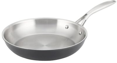 ProCook Professional Bi Ply Stainless Steel Frying Pan - 24cm, Durable Non Stick Saute Skillet - Black, Heavy Duty Cookware