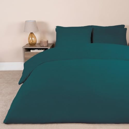 Brentfords King Size Teddy Fleece Duvet Set, Super Soft Warm Thermal Teddy Bear Bedding Luxury Plain Dye Fluffy Fleece Cosy King Size Duvet Cover Set with Pillowcases, Teal