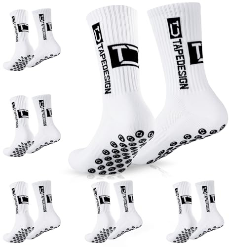 5 Paires Chaussettes Antidérapantes Foot, Chaussettes Homme Femme Coton Éponge Chaussettes de Sport, Anti-Ampoules Chaussette Sport, pour Sports, Basketball,Trekking,Handball,Yoga, Aptitude(39-45)