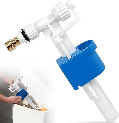 Toilet Cistern Inlet Valve with Float Valve, Leak Proof Heavy Duty Plastic Side Entry Toilet Fill Valve Replacement Part Fit for G3/8 & G1/2 Brass Connector, Easy Install for Most Standard Toilets