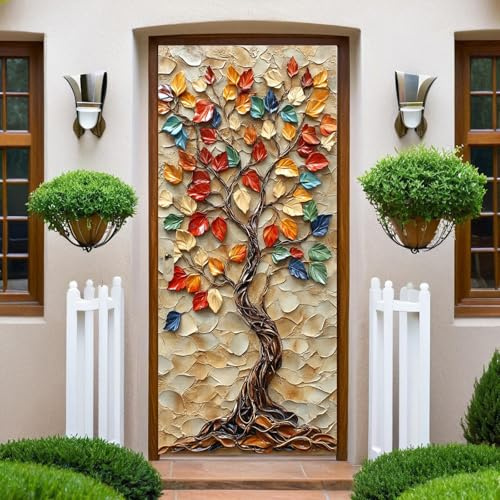 Marrone Poster per Porte 3D Adesivo per Porta Albero astratto della vita 80 x 210 cm Interne 3D Pellicola Adesiva Poster Sticker Murale Parete Carta da Parati Adesivo per pareti e Porte