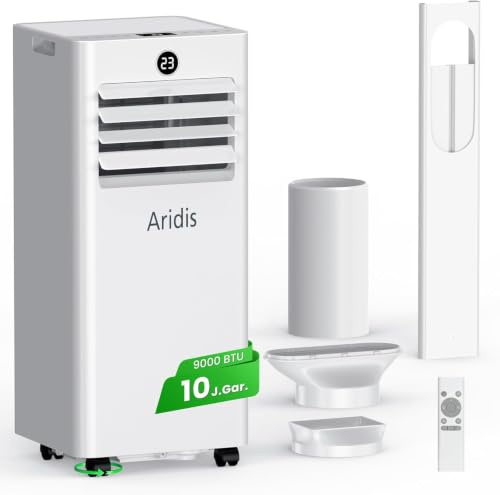 Condizionatore Portatile Climatizzatore Silenzioso - 9000BTU Climatizzatore senza Unità Esterna, Raffrescatore a Basso Consumo con Kit Finestra, Display LED, 4 Modalità, Copertura 33 m² Bianco
