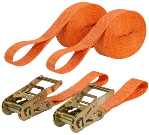 NEXAFIX Cinghia con Cricchetto 5m x 50mm Set 2 Pezzi | Cinghia Ancoraggio per Fissaggio Carico | Cinghia Trasporto per Rimorchio Auto