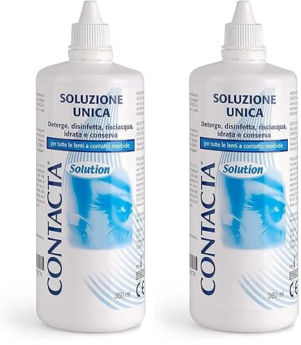 Contacta, Solution, Soluzione Unica per Lenti a Contatto, Favorisce Idratazione delle Lenti a Contatto, Deterge, Rinfresca e Idrata, 360 ml (Confezione da 2)