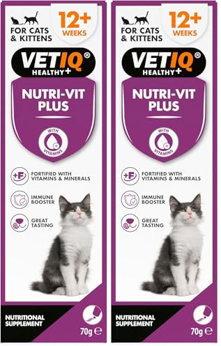 VETIQ Nutri-Vit Plus Immune Booster Nutritional Supplement Paste for Cats & Kittens 12+ Weeks Recovering from Illness, Helps to Provide Extra Energy & Nutrition, 70 g (Pack of 2)