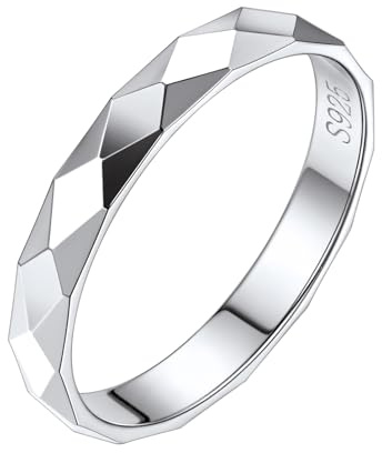 Silvora Unisex Anillo con Detalles Plata de Primera Ley, Brillante Anillo de Banda para Boda Aniversario, Talla 22 Circunferencia 62.1mm