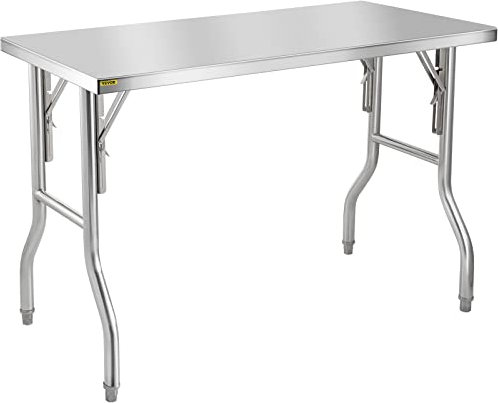 VEVOR Arbeitstisch Küche, 122x61x85cm Arbeitstisch Gastro Edelstahl Zubereitungstisch Gewerbe Küchentisch, Küchen-Esstisch Küchenarbeitsbank Zubereitungstisch Gastrotisch Metzgertisch Küche