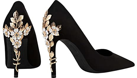JOEupin Stiletto Scarpe con tacco alto per le donne a punta chiusa classica Slip On Dress Pumps, nero, 37 EU