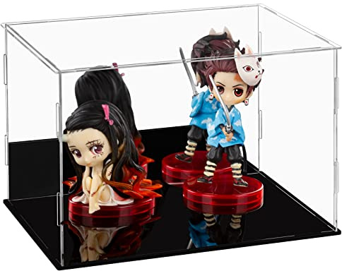 Ecoseao Acrylic Display Case with Mirror, Clear Acrylic Organizer Box Assemble Countertop Dustproof Protection Showcase for Action Figures, Collectibles, Home Storage (30cmx20cmx20cm)