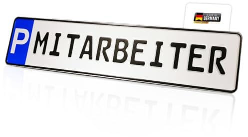 Parkplatzschild MITARBEITER in KFZ-Standardgröße aus Aluminium | Reflektierend & UV-beständig | -40 bis +160°C | Made in Germany | Flexibel montierbar (P-MITARBEITER, Schild)
