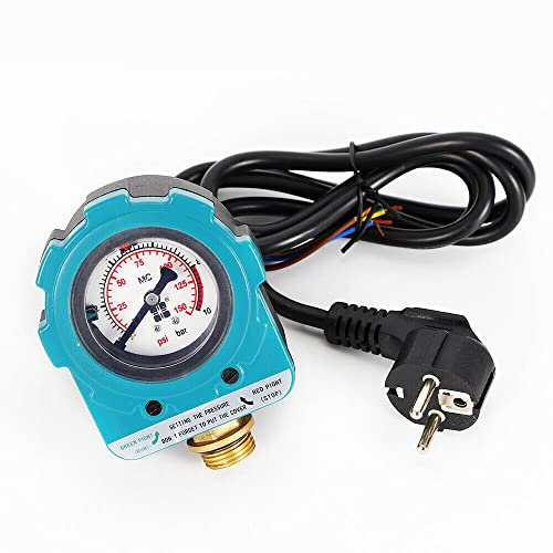 Wasserpumpendruckschalter, Universal Druckwächter Pumpe 1/2 1/4 Pumpensteuerung Druckschalter 0~10 bar Für Hauswasserwerk Pumpe Einstellbar 220V (Blau 1/2)