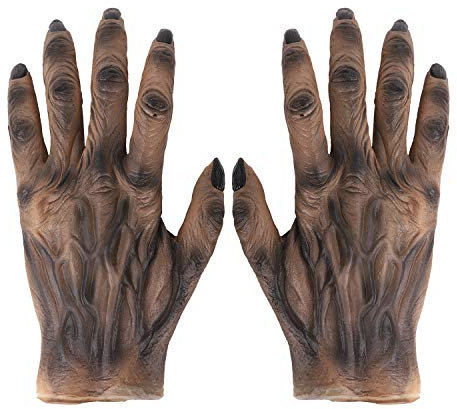 YJZQ Halloween Gants de Zombi - Mains de Monstre Drôles, Gants d'Horreur Démon Avec Os 3D Phalange, Latex Pattes de diable Déguisement Loup-garou Pour Adultes