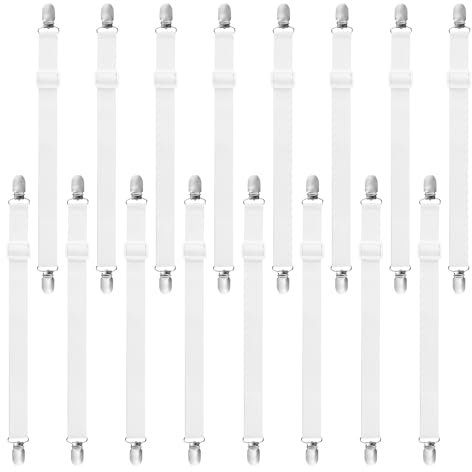 HAOYULUO 16 Stück Verstellbarer Bettlakenspanner,Bettlakenspanner Elastische,Bettlaken Spanngurte Geeignet für Sofas, Glatte Bügelbretter und Bettlakenbefestigungen (Weiß)